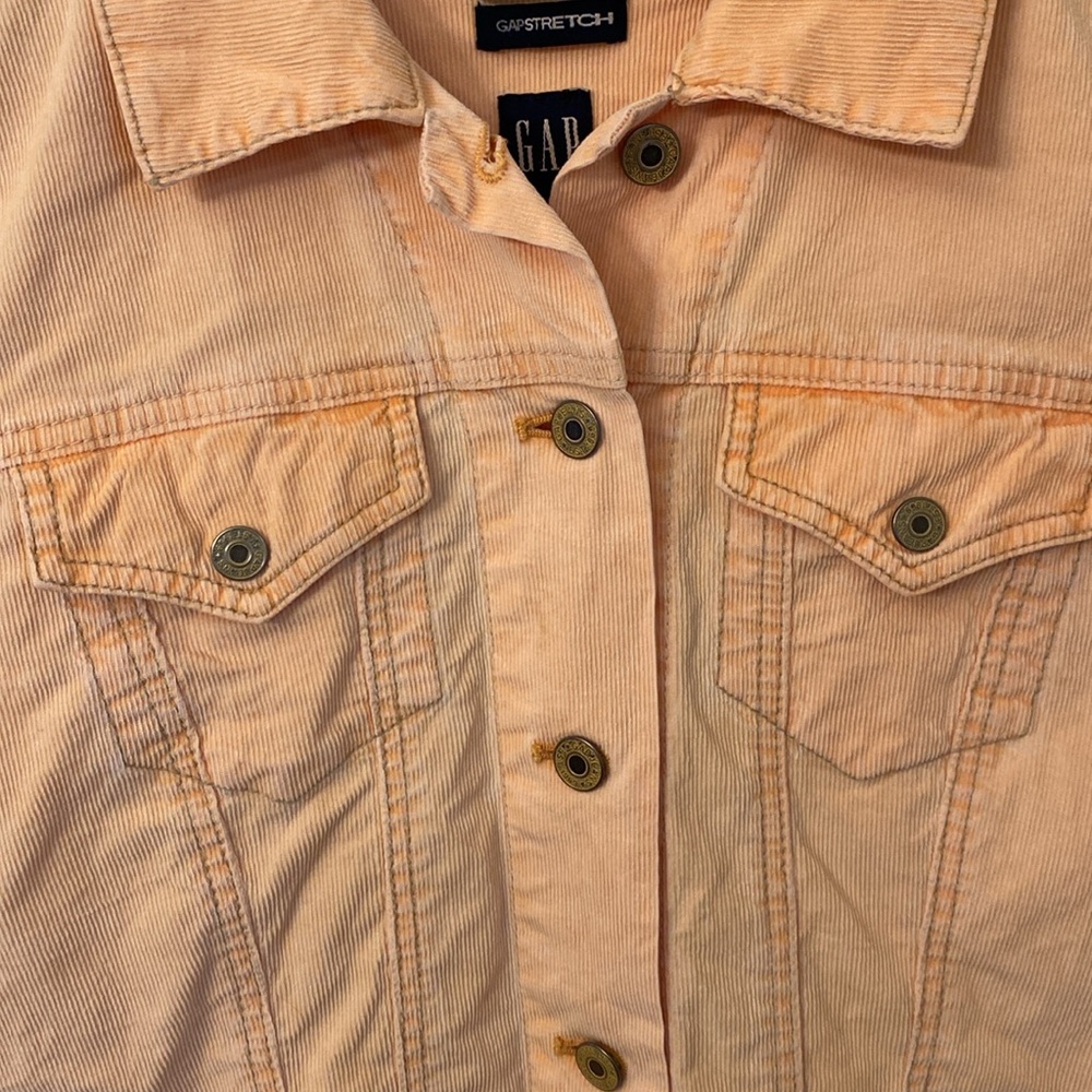 Vintage Gap Sleeveless Cropped Corduroy Vest Neon Orange size S Y2K 90s Boho - Picture 9 of 11